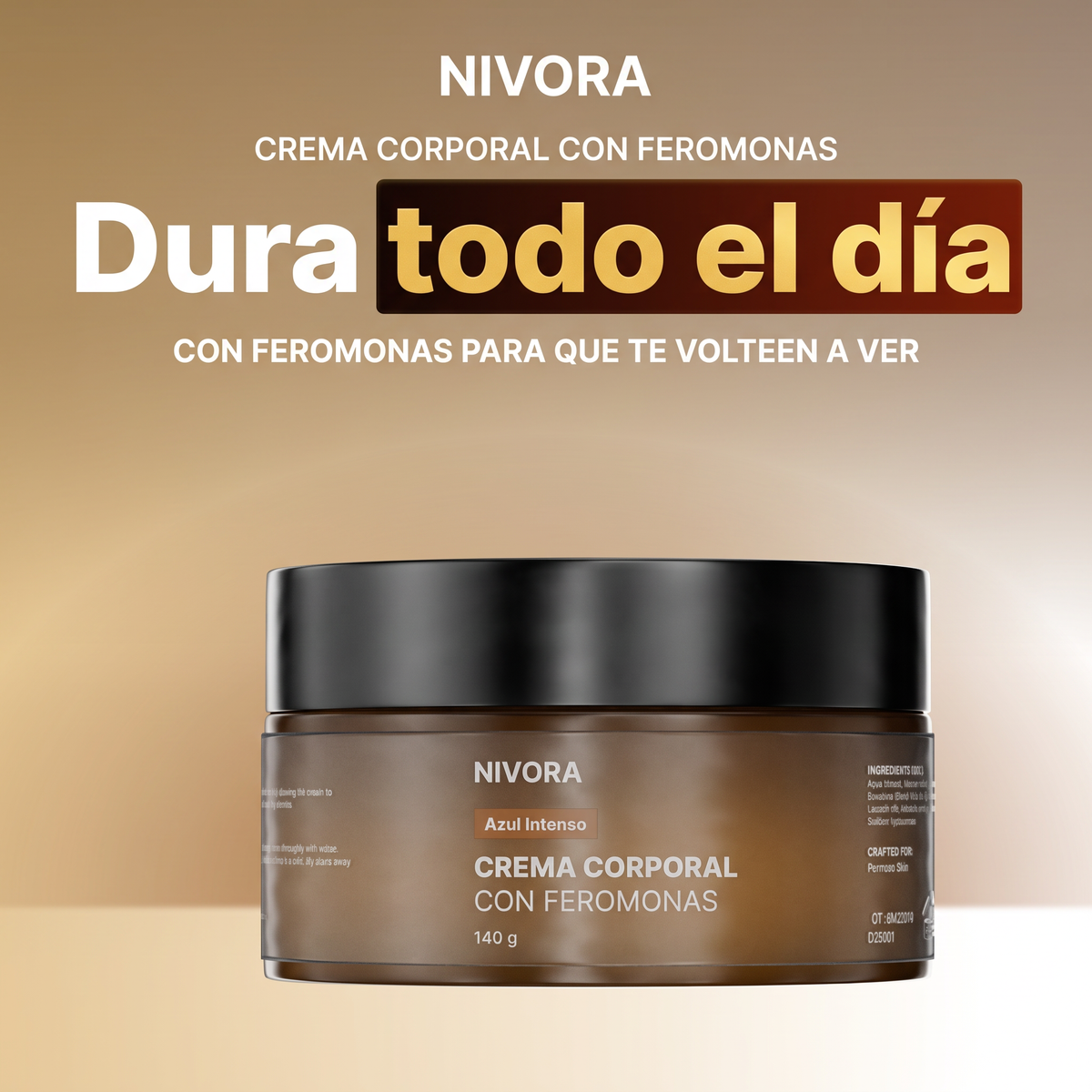 Crema corporal con feromonas Nivora, dura todo el día