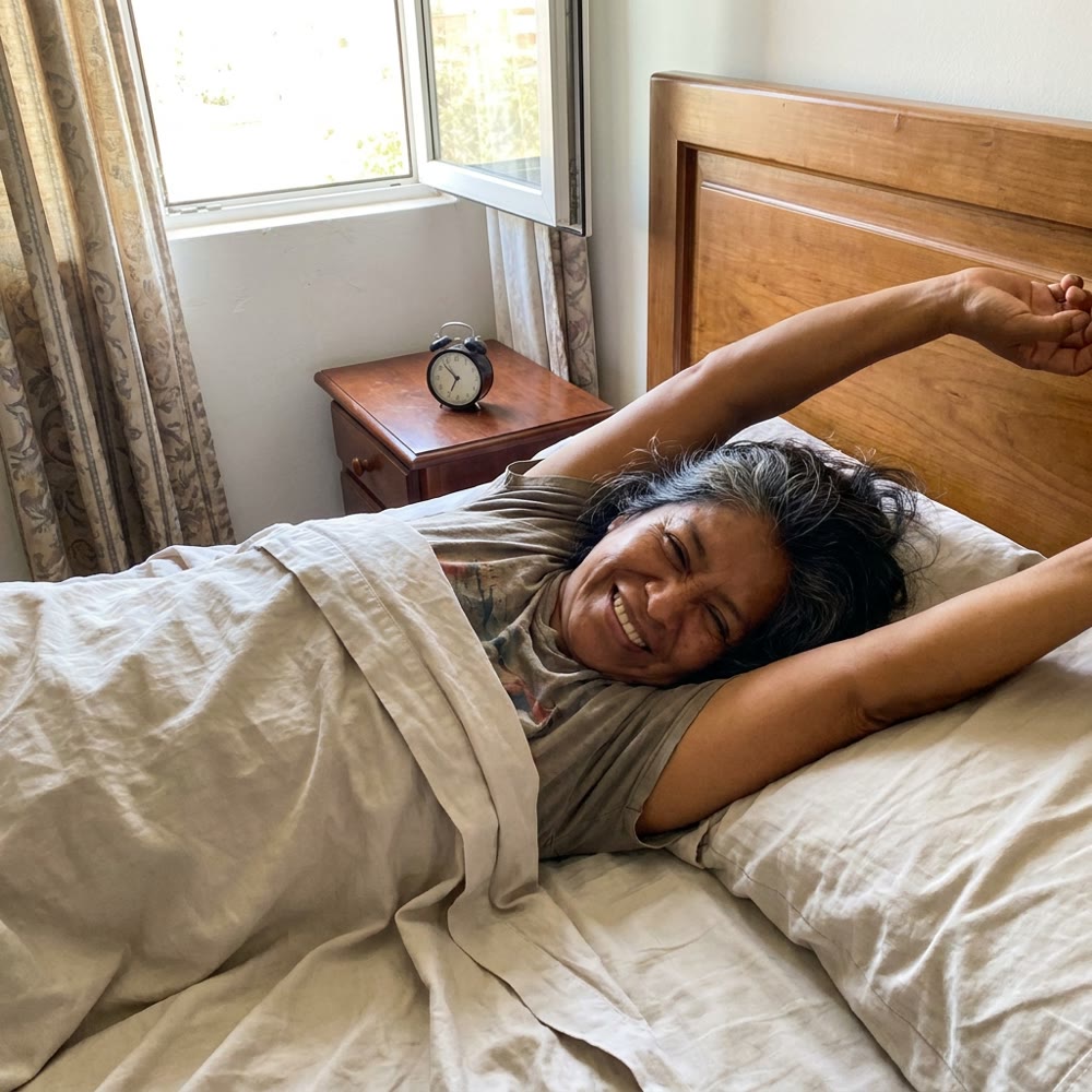 Mujer durmiendo de lado