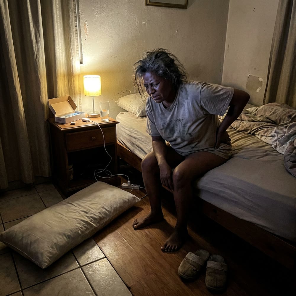 Mujer con la mano en la cadera por el dolor