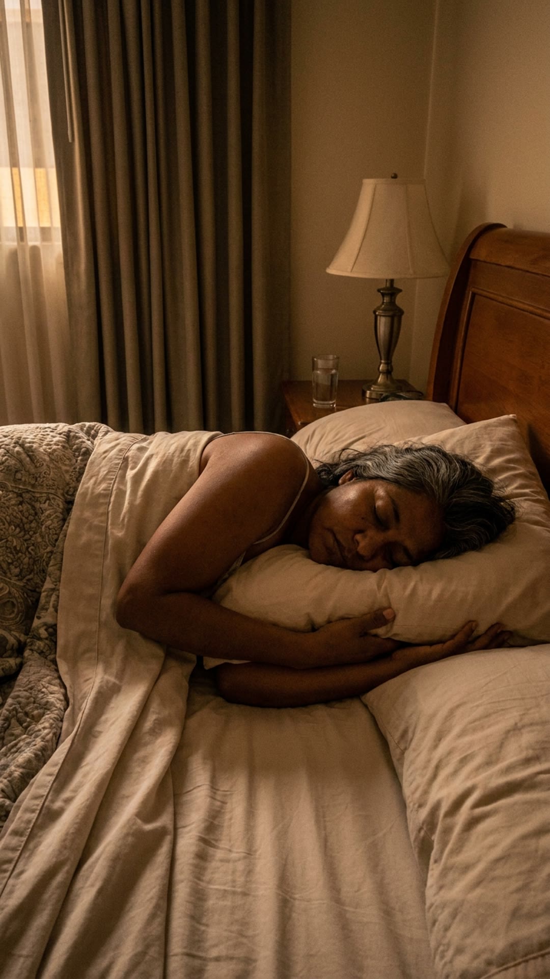 Mujer durmiendo de lado sin dolor de cadera