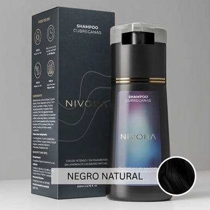 Shampoo cubrecanas Nivora tono negro