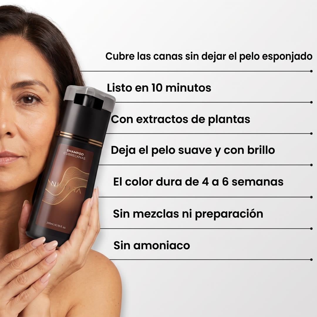Beneficios del shampoo cubrecanas Nivora
