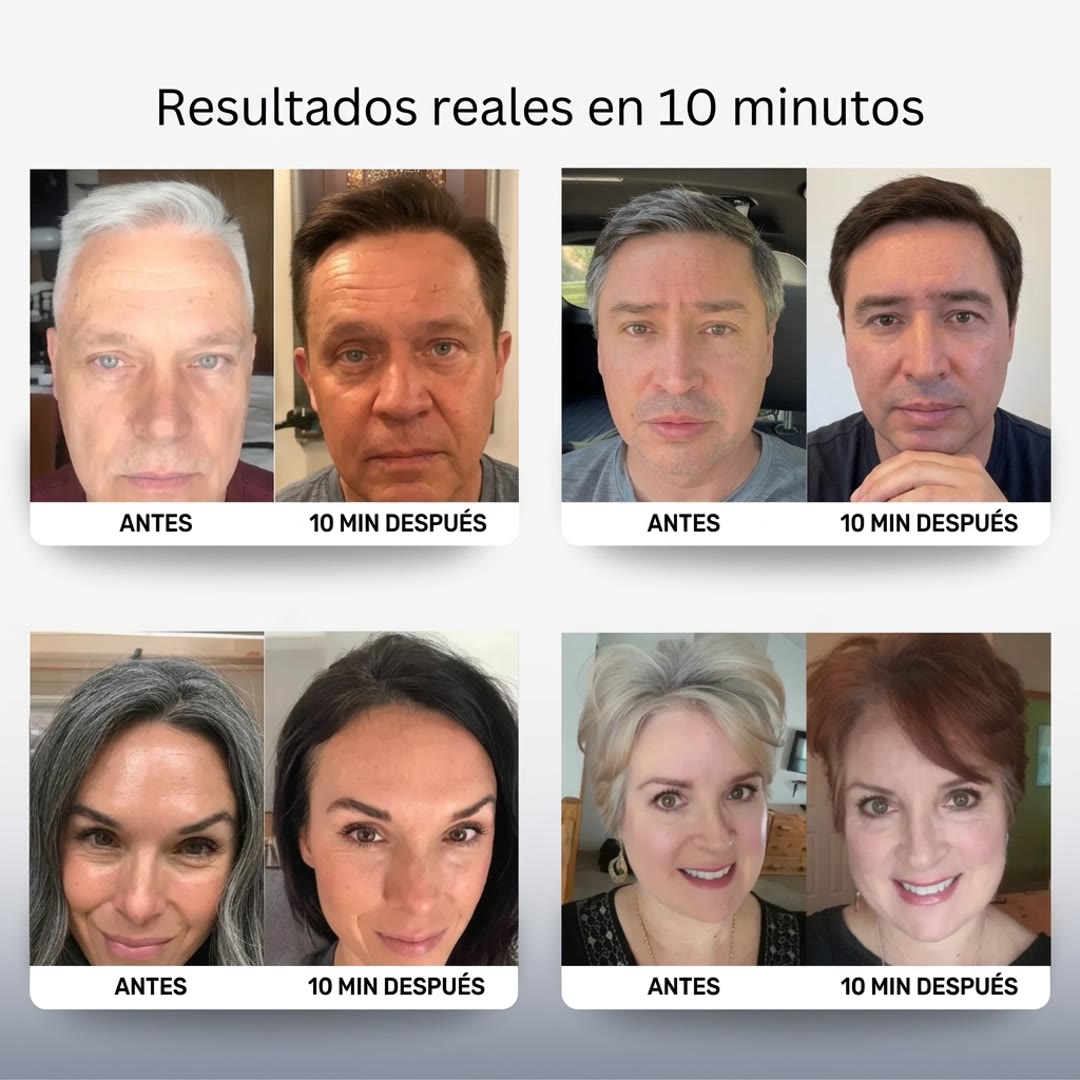 Antes y después de cubrir canas en 10 minutos