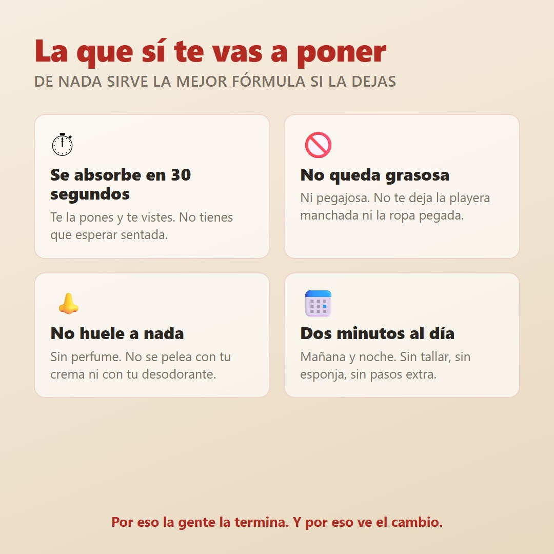 Se absorbe rapido y no queda grasosa