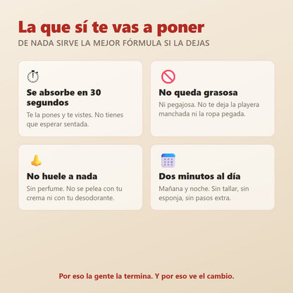 Se absorbe rapido y no queda grasosa