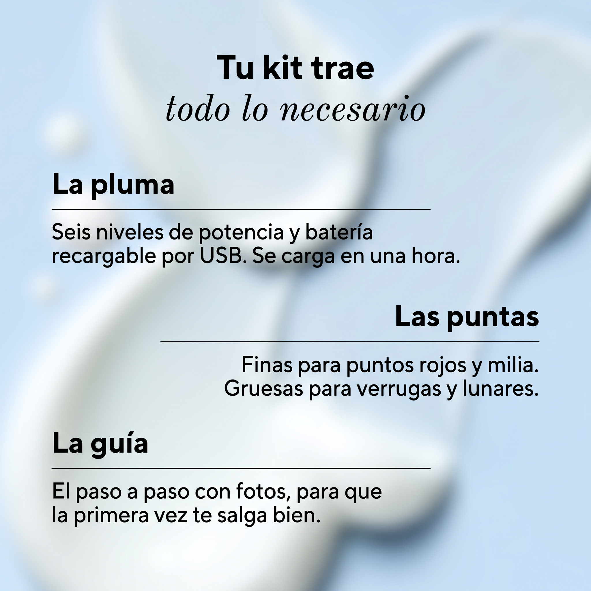 Lo que trae el kit de la pluma de plasma Nivora