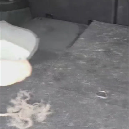 El guante limpia el pelo del maletero del coche